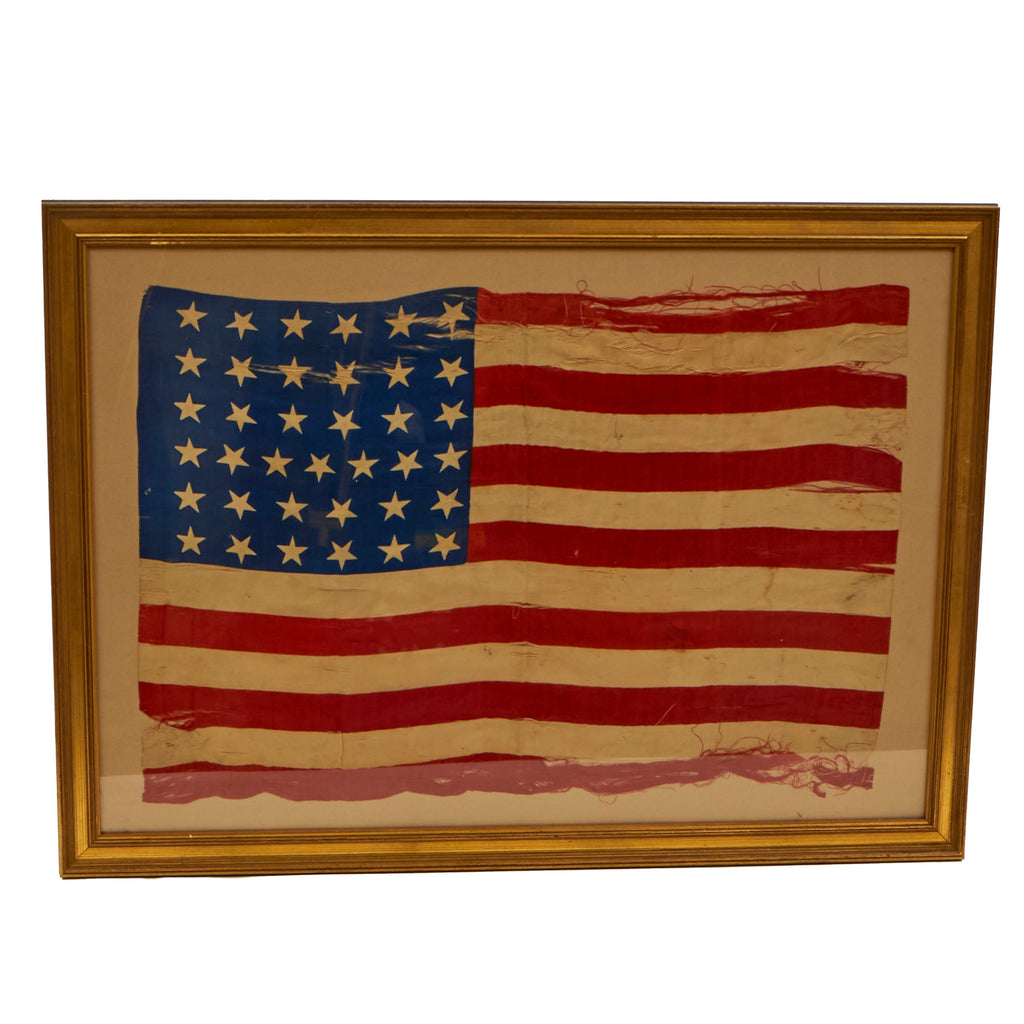 Original U.S. Reconstruction Era Framed 37-Star (1867-1877) Silk United States National Flag - 21¼ x 29¼” Original Items