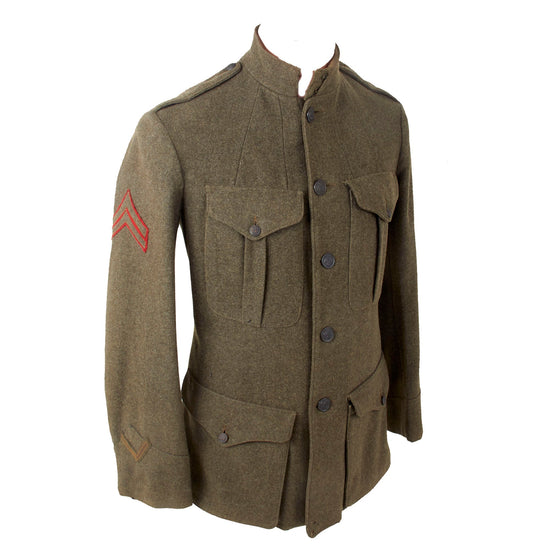 Original U.S. WWI USMC P1917 Forest Green Uniform Jacket with Wound Chevron - Corporal Original Items