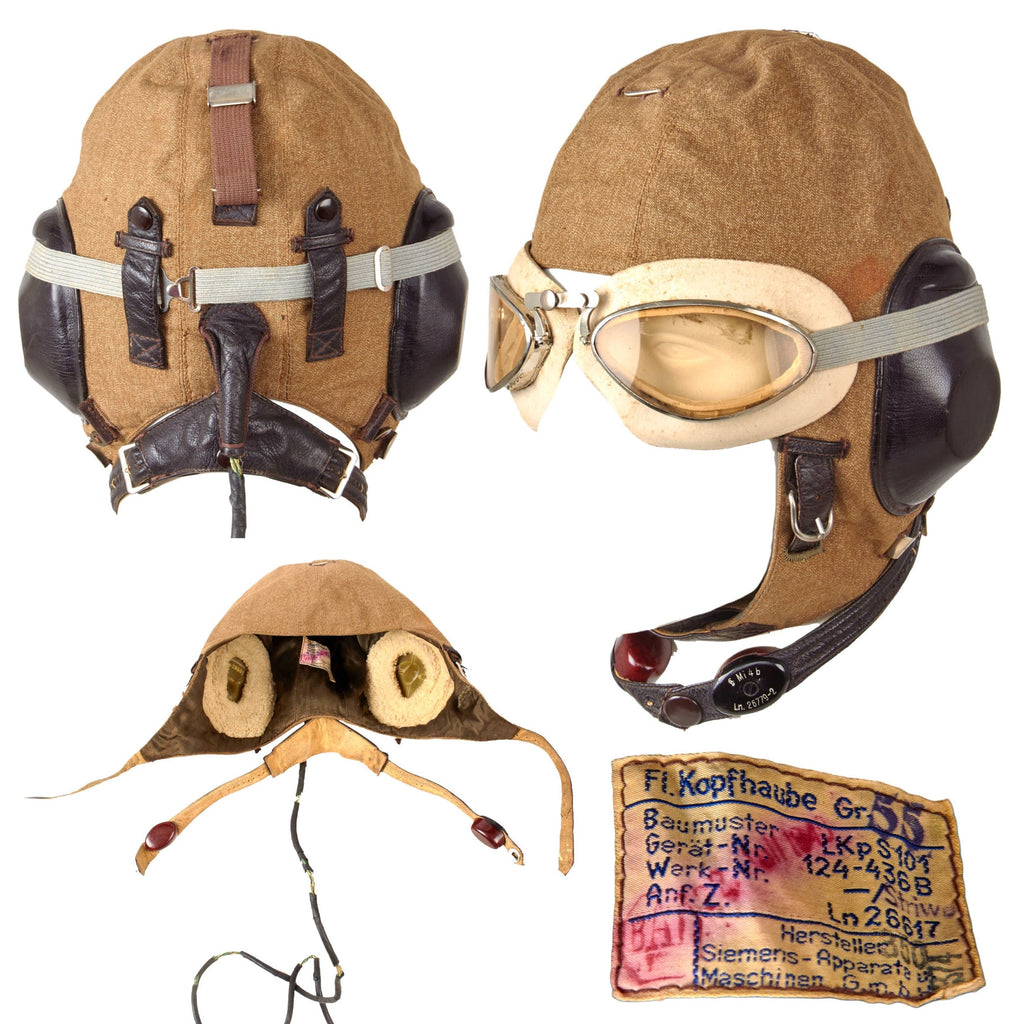 Original WWII German Luftwaffe LKP S101 Summer Pilot Flying Helmet