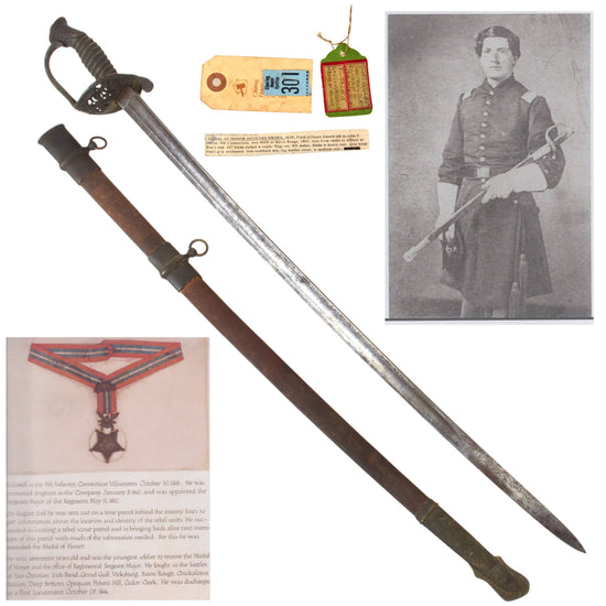 Original U.S. Civil War MOH-Recipient John C. Curtis Attributed M1850 Army Staff & Field Officer Sword by Wilhelm Clauberg of Solingen & Retailed by Virgil Price of New York with Iron Scabbard & 200+ Pages of Research Original Items