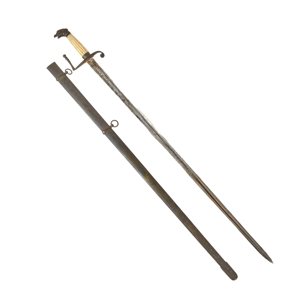 Original U.S. War of 1812 Era Infantry 1805 Pattern Officer’s Sword with Weeping Eagle Pommel & Scabbard - Broken Guard Original Items