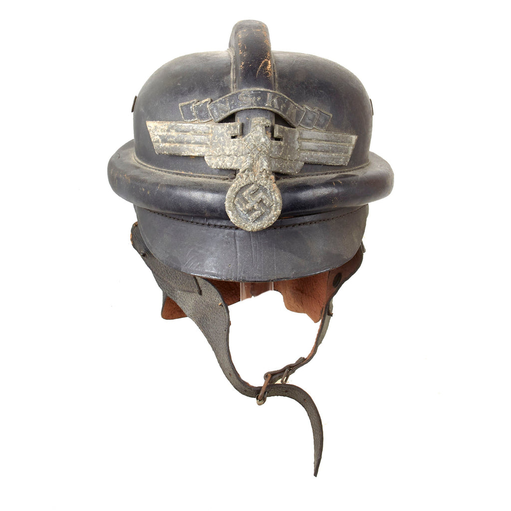Original German WWII 2nd Pattern NSKK Crash Helmet Marked to Motor Brigade Leipzig in Size 56 Original Items