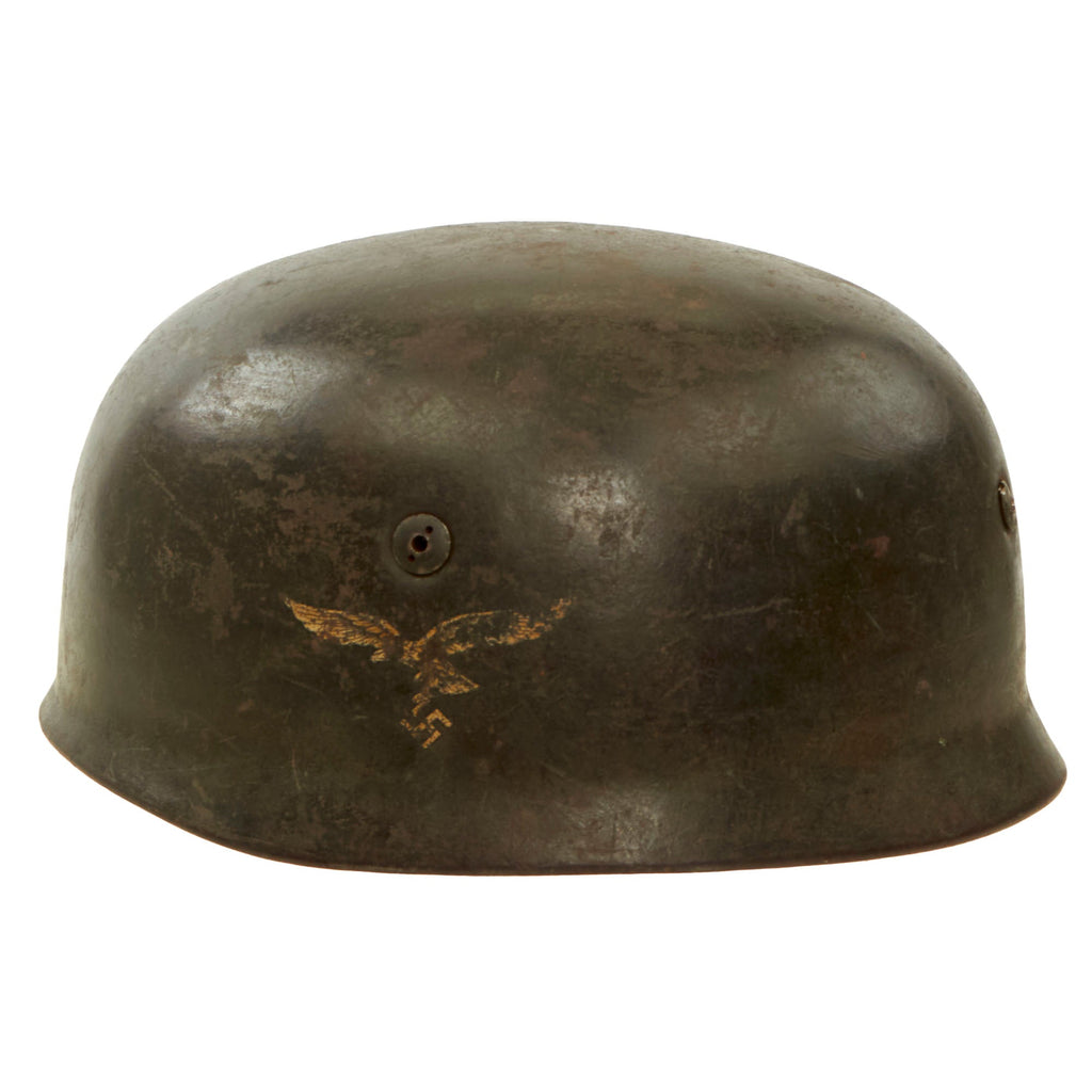 Original German WWII Single Decal M-38 Luftwaffe Fallschirmjäger Paratrooper Helmet Shell with Relic Liner Band - ET71 Original Items