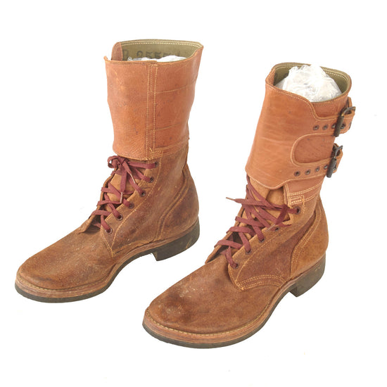 Original U.S. WWII M1943 Double Buckle Combat Service Boots with Stamped Laundry Number - Matched Size 7 Original Items