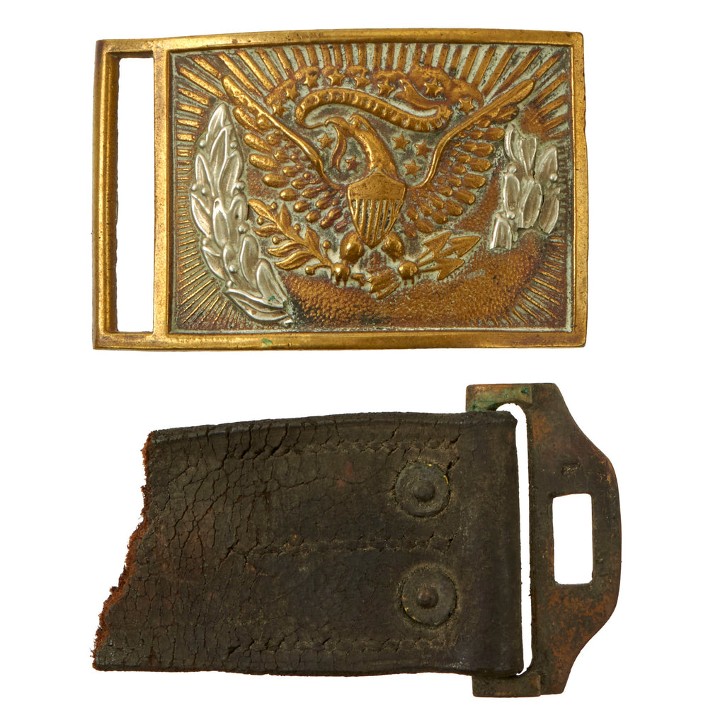 Original U.S. Civil War Officer's Model 1851 Regulation Belt Buckle with Fragment of Belt & Partial Wreath Original Items