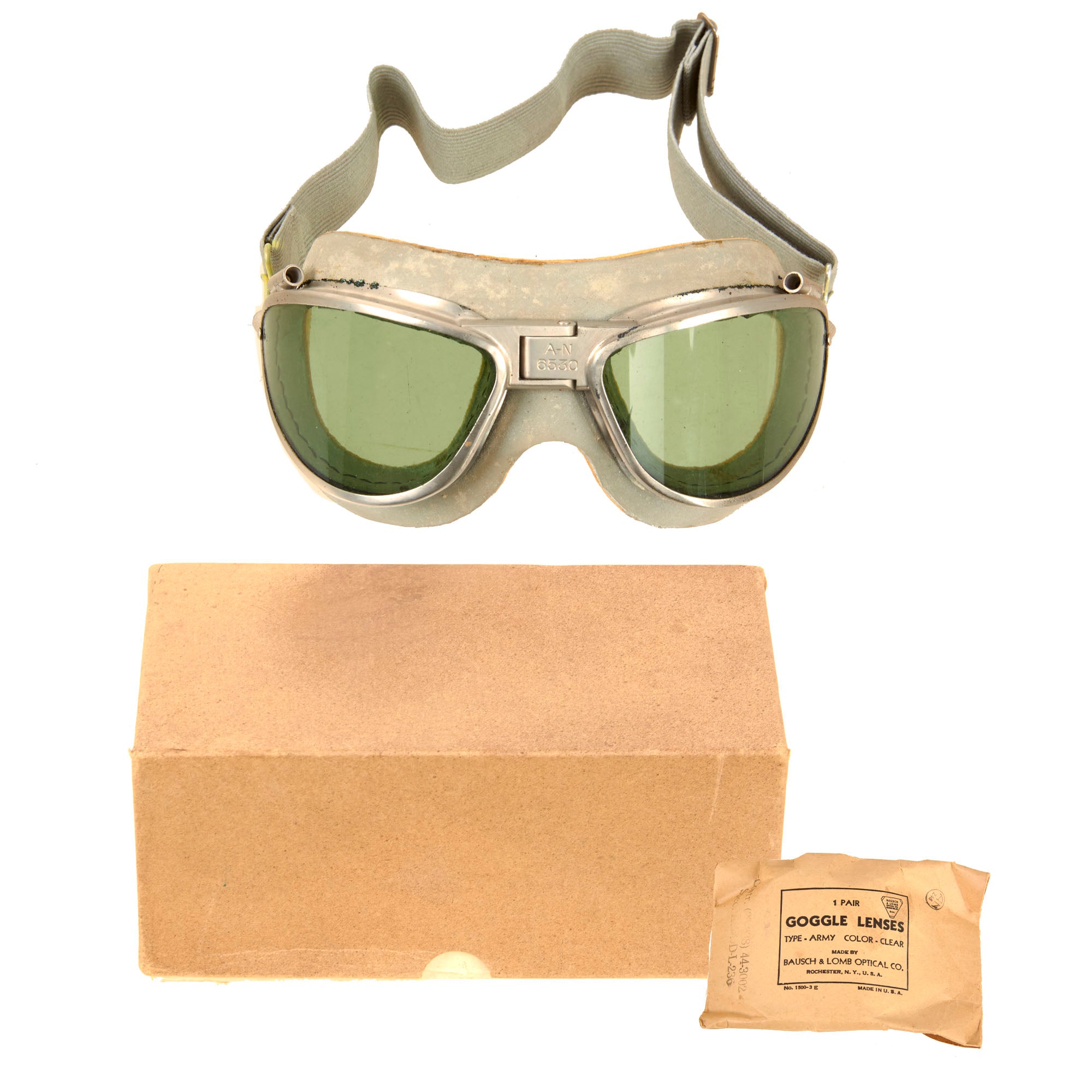 Original U.S. WWII AAF Unissued AN-6530 Goggles in Original Box with S – International Military Antiques