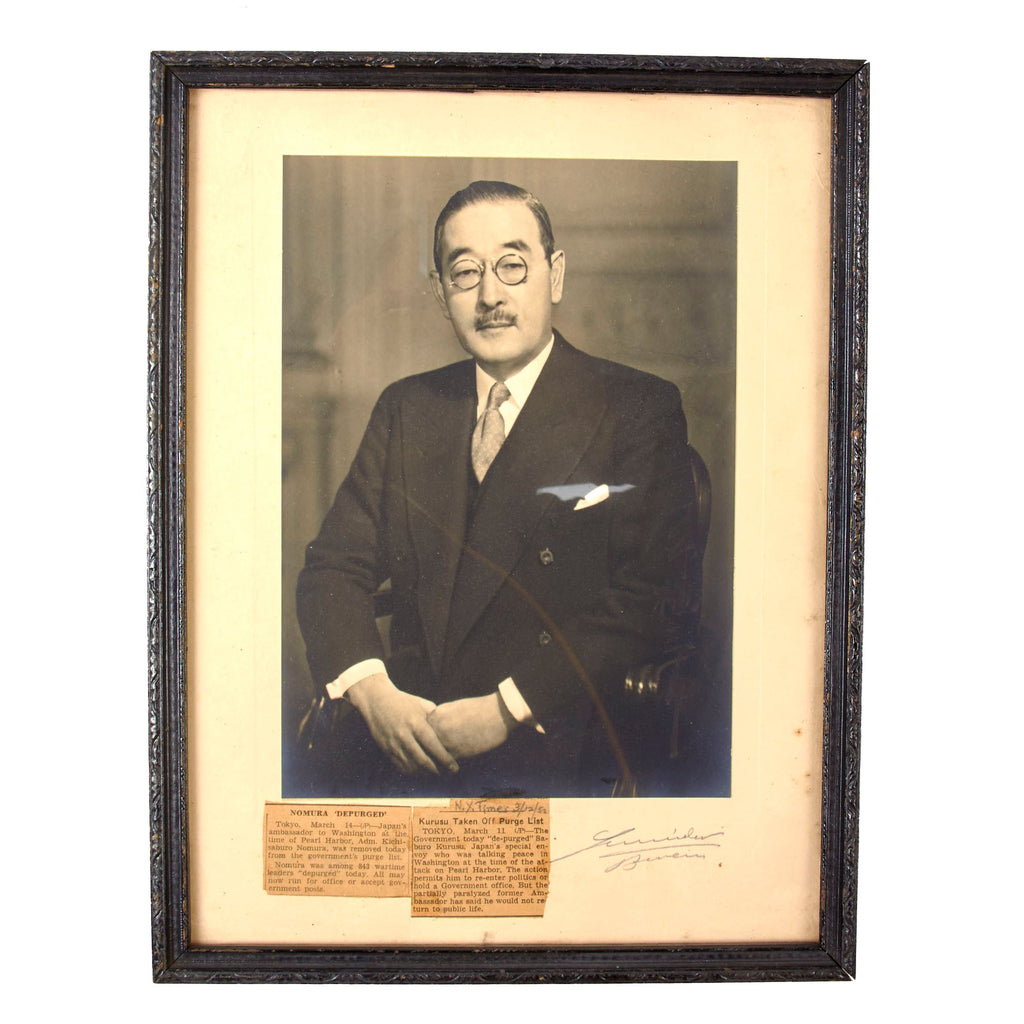Original Japanese WWII Signed Portrait of Kichisaburō Nomura, Japanese Ambassador to United States on December 7th, 1941 - 9¾ x 12¾” Original Items