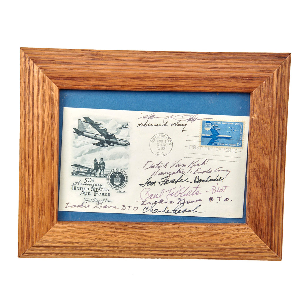 Original U.S. WWII Enola Gay & Red Gremlin Crew-Signed Envelope - Signed by 8 of the 12 Crew Members Original Items