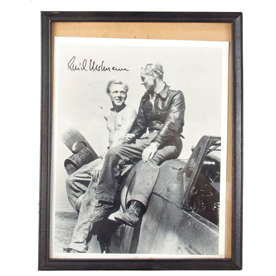 Original German WWII Signed Reprinted Photo of Ace Erich Hartman in Frame - 9⅛ x 11⅜” Original Items