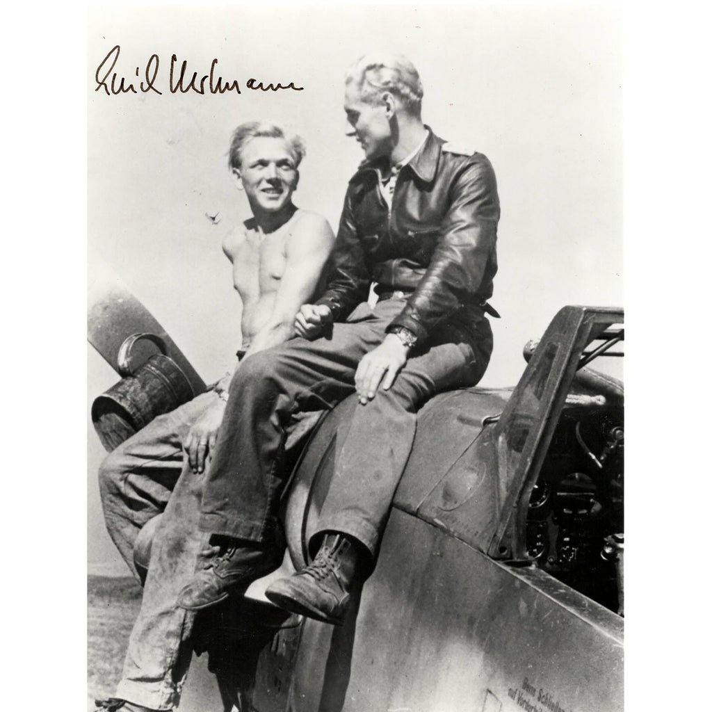 Original German WWII Signed Reprinted Photo of Ace Erich Hartman in Frame - 9⅛ x 11⅜” Original Items
