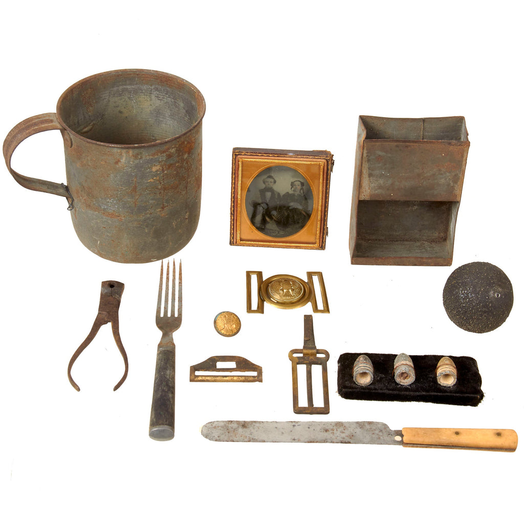 Original U.S. Civil War Soldier Personal Item Lot with Bullets Recovered at Gettysburg & Bullet Mold Original Items