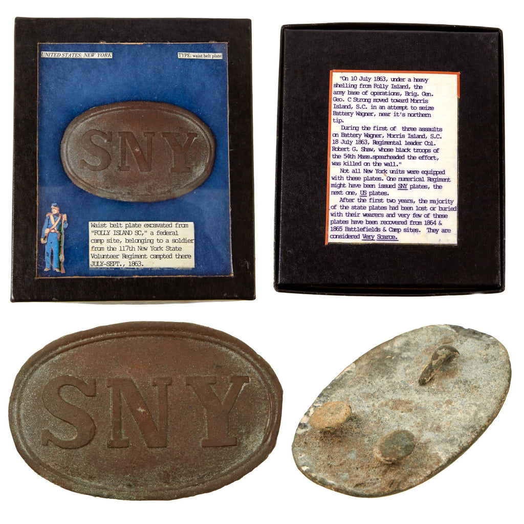 Original U.S. Civil War SNY New York Early “Puppy Paw” Belt Buckle Excavated at Folly Island, South Carolina - 117th New York Volunteer Infantry Regiment Original Items