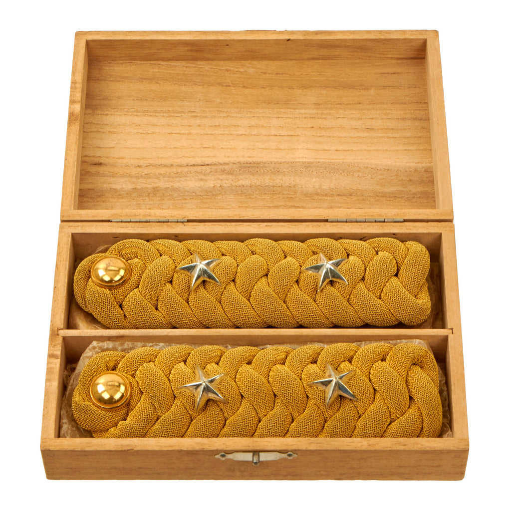 Original Imperial Japanese WWII Lieutenant Braided Shoulder Boards in Original Box & Paper Original Items