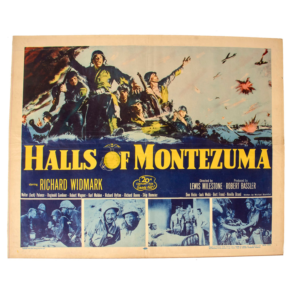 Original U.S. Post-WWII “Halls of Montezuma” 1956 Movie Poster by 20th Century Fox - 22 x 28” Original Items