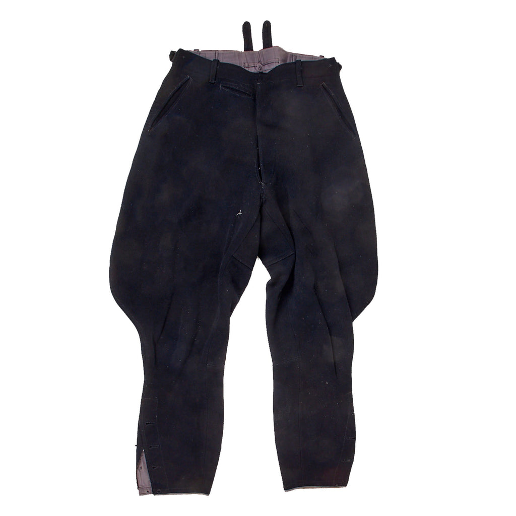 Original German WWII Mounted Black Breeches with Faded Markings - As Used by Allgemeine SS, NSKK, and Other Groups Original Items