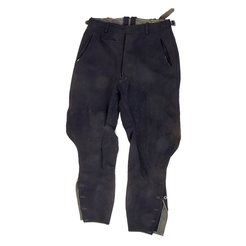 Original German WWII Mounted Black Breeches with Faded Markings - As Used by Allgemeine SS, NSKK, and Other Groups Original Items
