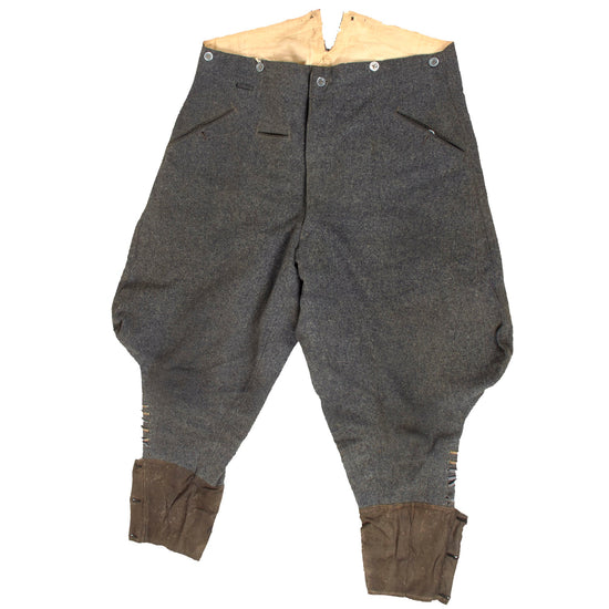Original German WWII Heer Army Mounted Stone Gray Breeches with Size and Faded Maker Marks - Dated 1938 Original Items