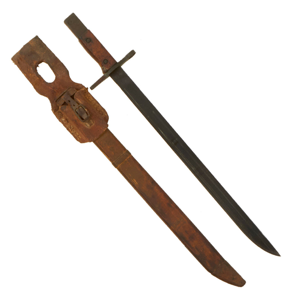 Original Japanese Late WWII Arisaka Type 30 Last Ditch Bayonet with Wood Scabbard and Rubberized Canvas Frog by Toyoda Automatic Loom Original Items