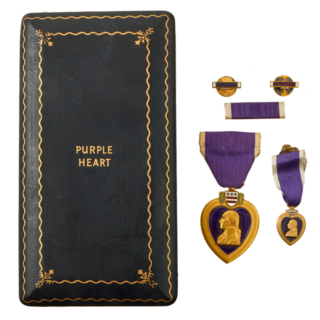 Original U.S. WWII Purple Heart Medal in Original Presentation Case with Mini-Medal and Pins - Not Numbered Original Items