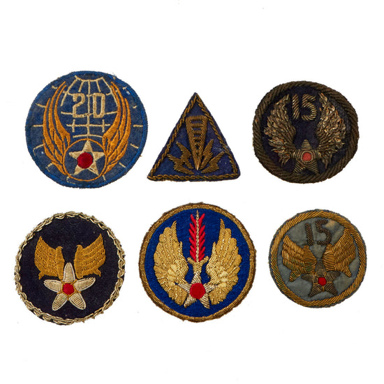 Original U.S. WWII ETO AAF Theater-Made Bullion Patch SSI Lot - Lot of 6 Original Items