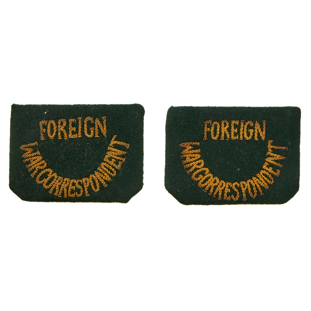 Original U.S. WWII Bullion Pair of Foreign War Correspondent Shoulder Strap Loops - Rare Original Items