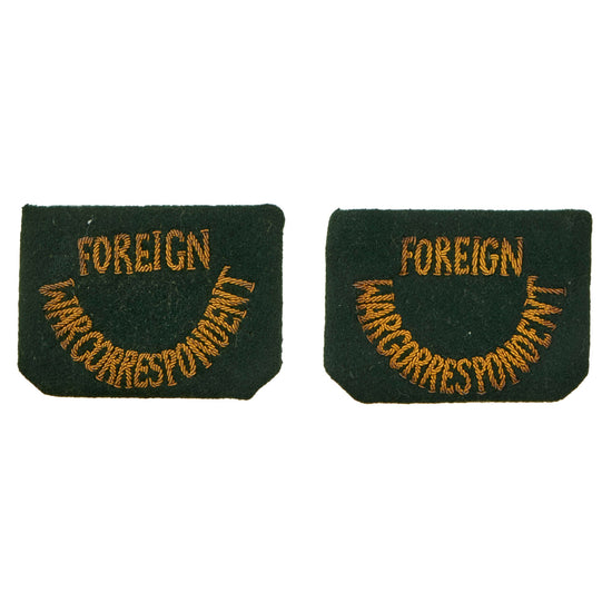 Original U.S. WWII Bullion Pair of Foreign War Correspondent Shoulder Strap Loops - Rare Original Items