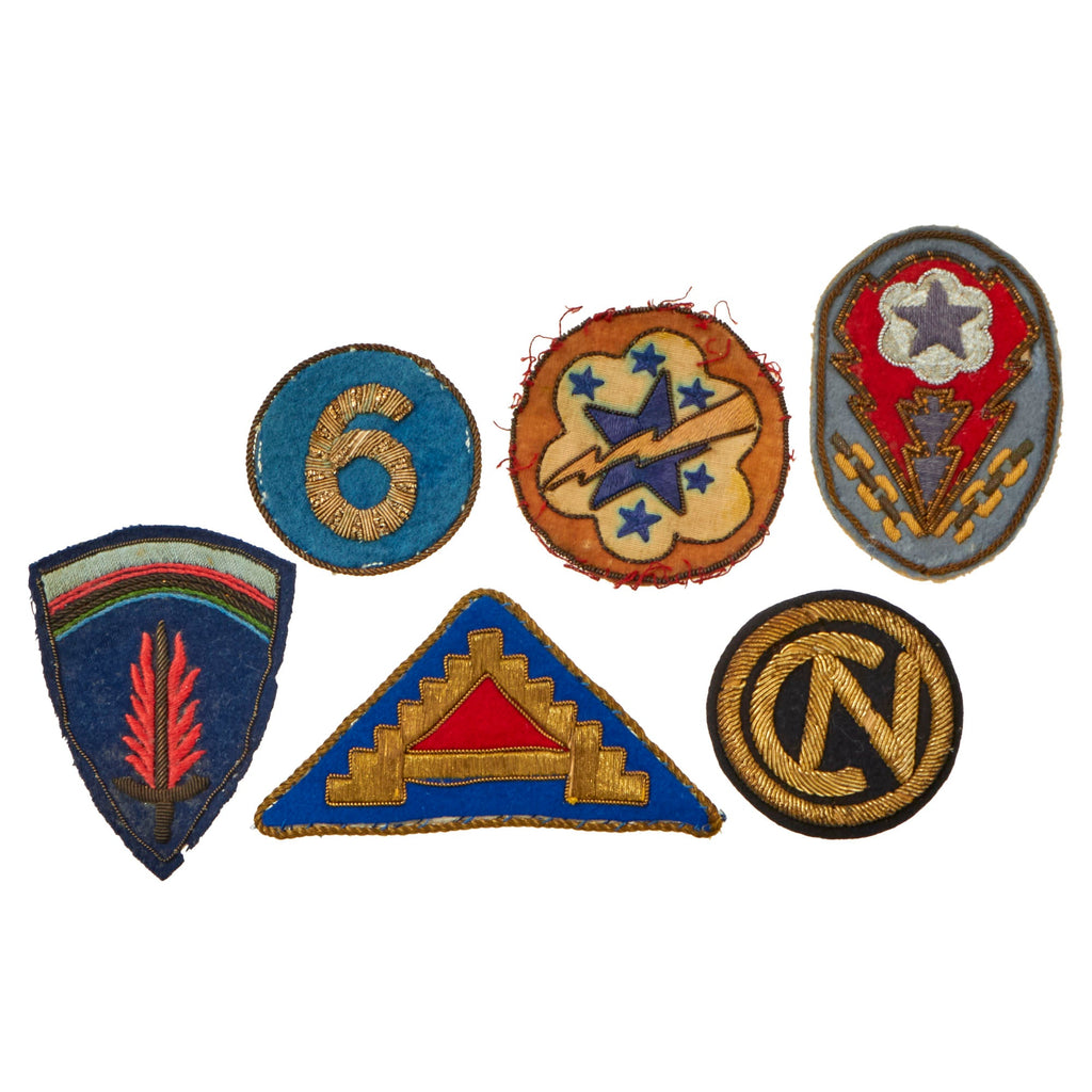 Original U.S. WWII ETO, SHAEF, 102nd Infantry Division, Western Pacific Theater-Made Bullion Patch SSI Lot - Lot of 6 Original Items