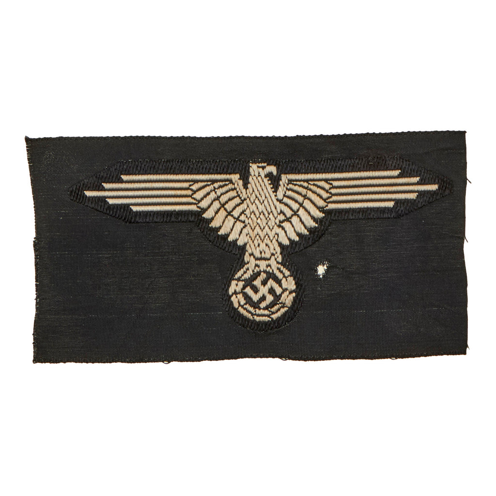 Original German WWII SS EM/NCO Second Pattern BeVo Embroidered Left Sleeve Eagle Insignia - Schutzstaffel Original Items