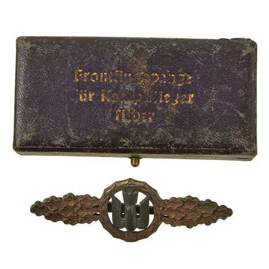 Original German WWII Cased Luftwaffe Silver Grade Front Flying Clasp for Bombers & Dive Bombers (Kampf & Sturzkampfflieger) Original Items