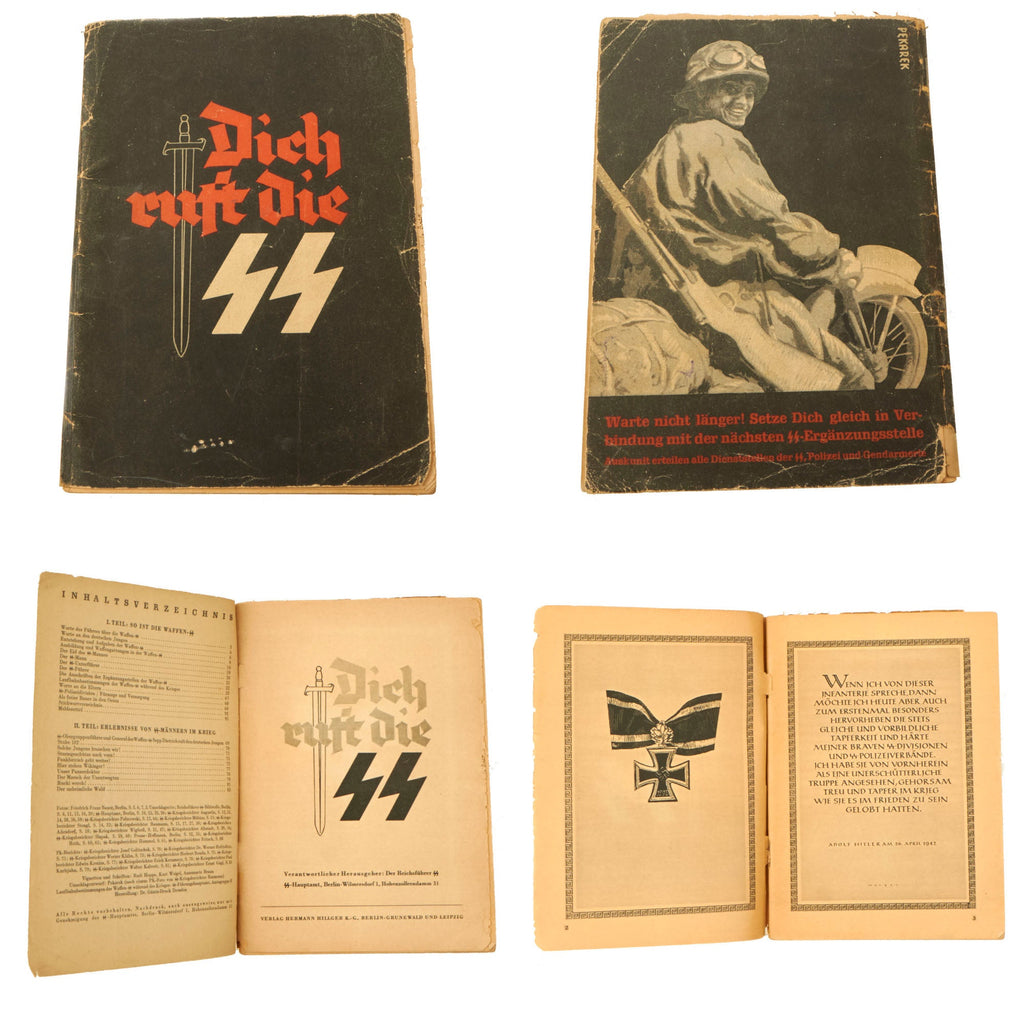Original German WWII SS “Dich ruft Die SS” Recruitment Booklet “The SS is Calling You” - 94 Pages Original Items