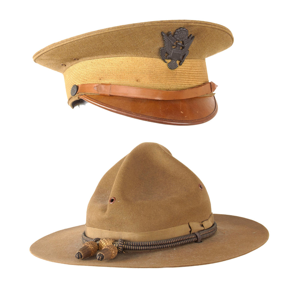 Original U.S. WWI Era M1911 Officer’s Campaign Hat by Stetson with M1910 Army Officer’s Visor Cap by Abercrombie & Fitch - Both Size 7 Original Items