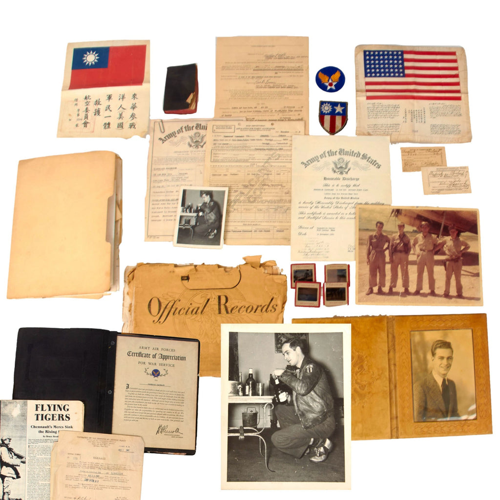 Original U.S. WWII AAF CBI Radio Operator Grouping with Two Blood Chits and Outstanding Ephemera - Frederick Cleveland III - Direct Descendent of Grover Cleveland & Moses Cleveland Original Items