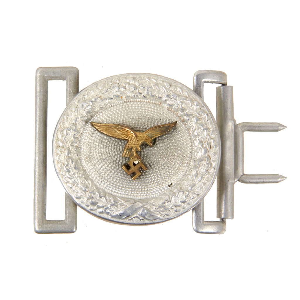 Original German WWII Luftwaffe Officer's "Droop Tail" Eagle Aluminum Dress Brocade Belt Buckle with Clasp Original Items