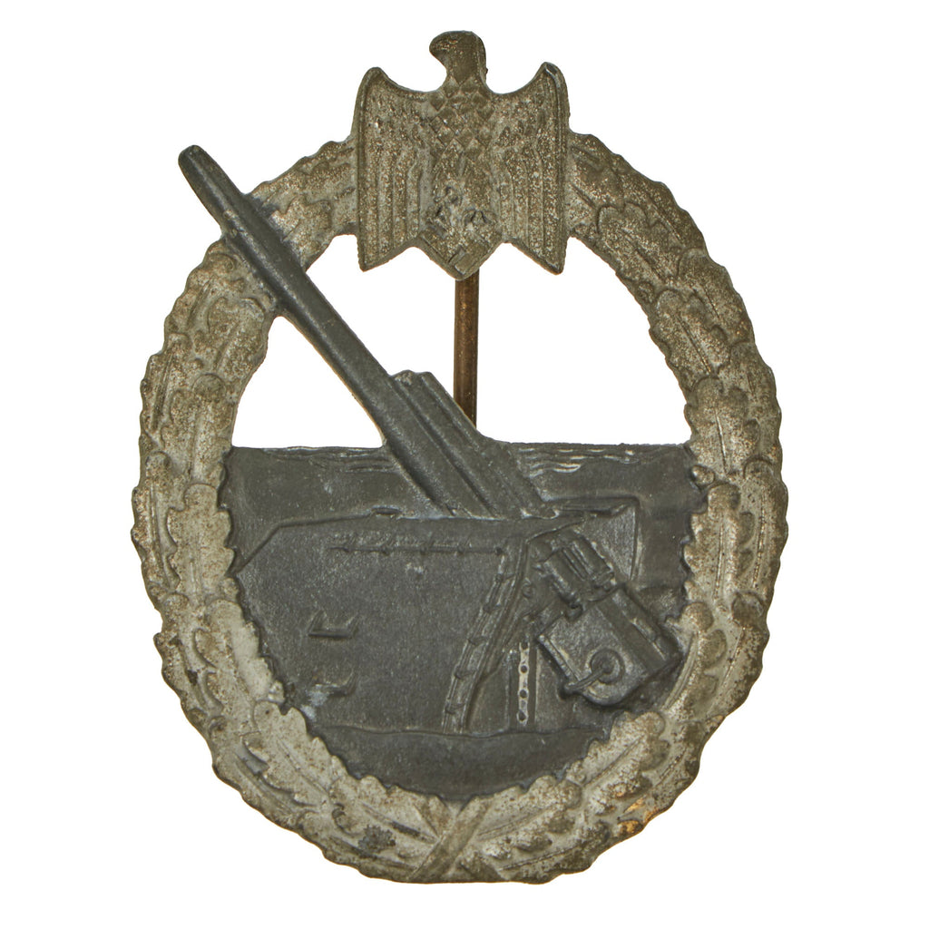 Original German WWII Kriegsmarine Coastal Artillery Badge - Unmarked Solid Back Original Items