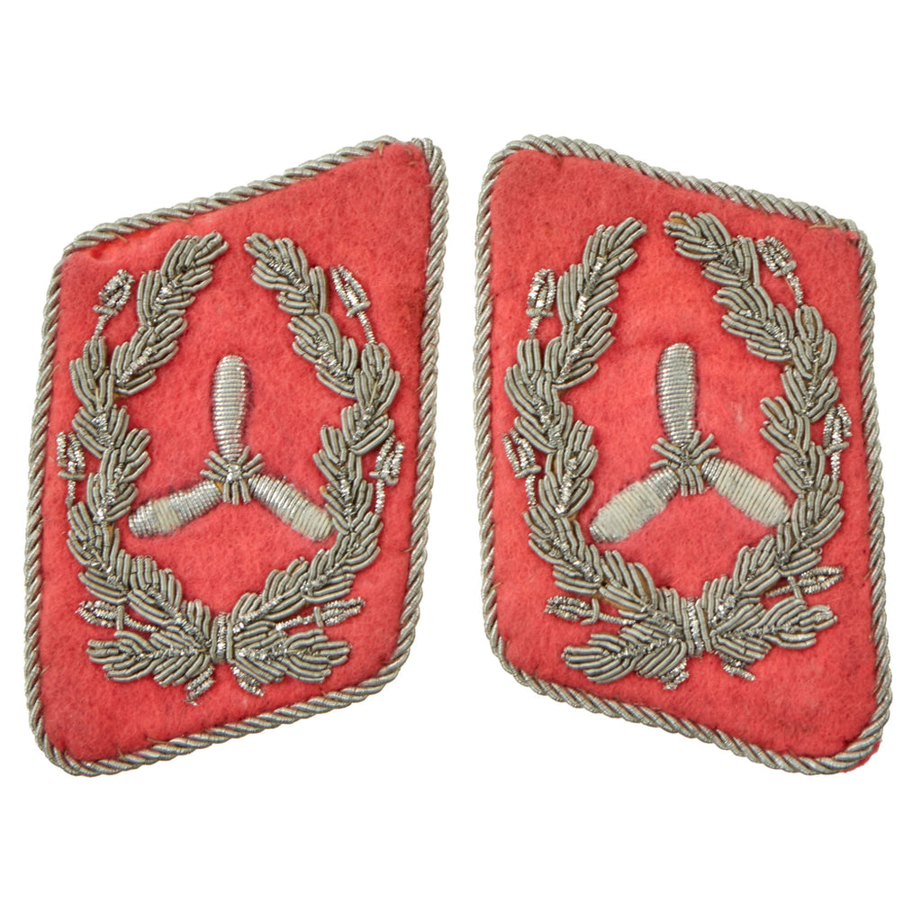 Original German WWII Luftwaffe Aviator Engineering Service Oberstabsingemieur Right and Left Collar Tab Set Original Items