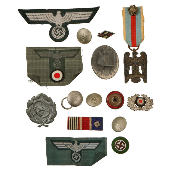 Original German WWI - WWII Award and Insignia Grouping with Silesian Eagle and Silver Wound Badge - 12 Items Original Items