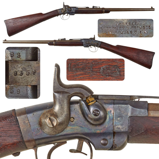 Original U.S. Civil War Smith Patent Saddle Ring Carbine by American Machine Works with Replaced Sights - Serial 9359 Original Items