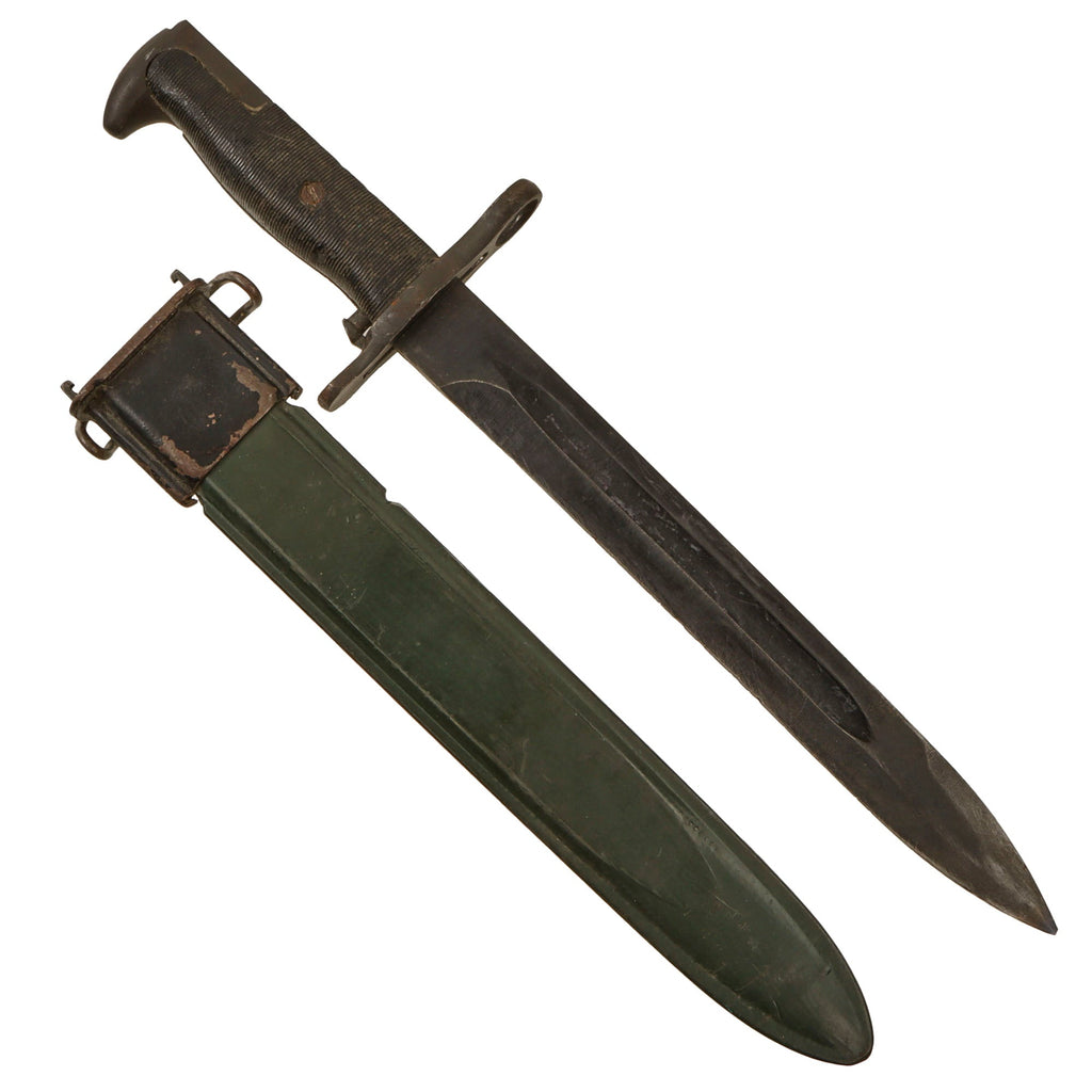 Original U.S. WWII M1 Garand 10 inch Bayonet by American Fork & Hoe with M7 Scabbard Original Items