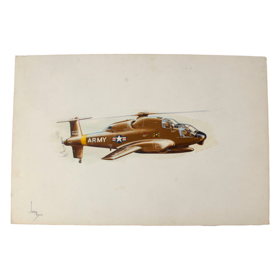 Original U.S. Cold War Andy Whyte Sikorsky Corporation Experimental S-66 Compound Helicopter Concept Art Painting - 20 x 30” Original Items