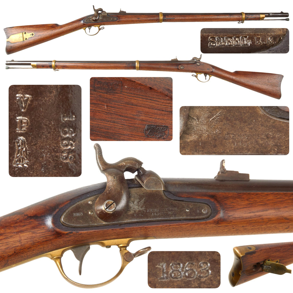 Original U.S. Civil War Rare Remington Contract Model 1863 “Zouave” Percussion Rifle with Very Good Bore - dated 1863 Original Items