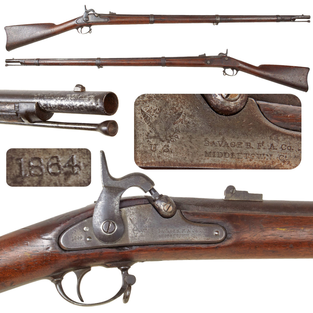 Original U.S. Civil War Springfield Model 1861 Contract Rifled Musket by Savage Revolving Fire Arms Co. - Dated 1864 Original Items