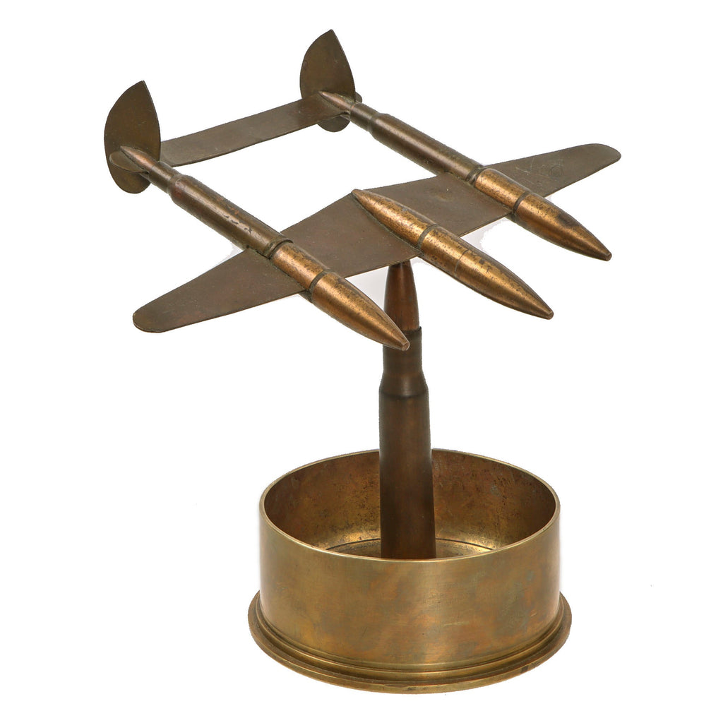 Original U.S. WWII P-38 Lightning Trench Art Brass Ashtray - Shell Dated 1941 Original Items