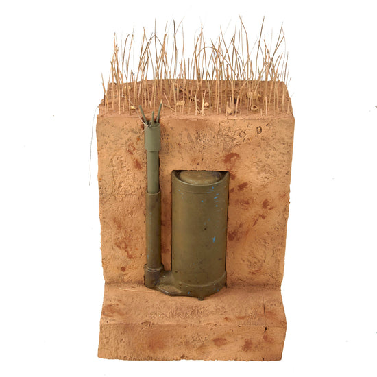 Original U.S. WWII M2A4 Bounding Anti-Personnel Mine With M6A1 Pressure/Pull Fuse - INERT Earth Cutaway EOD Visual Training Aid Original Items