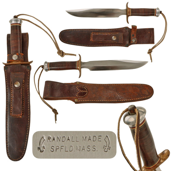Original U.S. WWII Randall Model 1 “Springfield” Fighting Knife Circa 1943 with Original Sheath & Whetstone - 1 of 1,200 Made Original Items