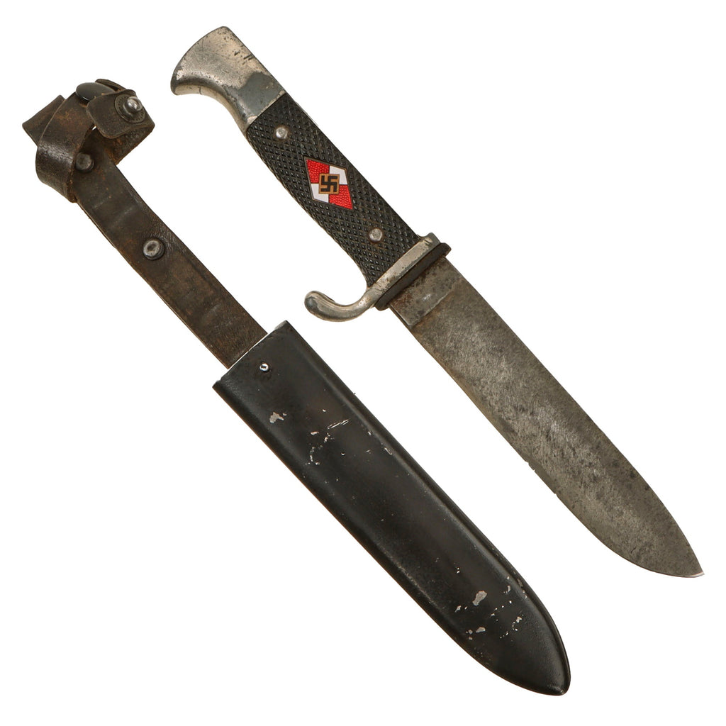 Original German WWII 1939 Dated Late Pattern HJ Knife by Rare Maker C. Gustav Spitzer AG with Scabbard - RZM M7/80 Original Items