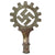 Original German WWII DAF Labor Front Plated Brass Flag Pole Finial with Socket Marked RZM M3/27 - Deutsche Arbeitsfront Original Items