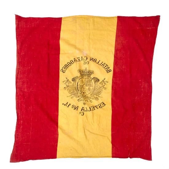 Original Spanish-American War Spanish Army Regimiento de Cazadores No. 14 Knapsack Flag - Defended Cuba During War at Guantánamo Bay & Battle of Cuzco Well - 31 x 35” Original Items