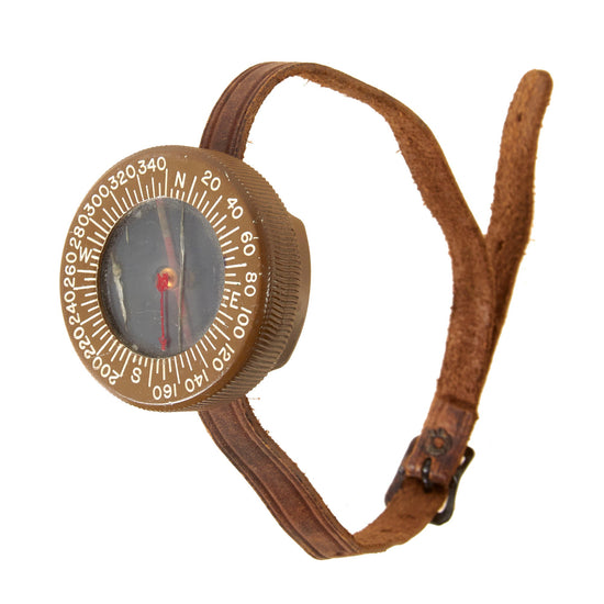Original U.S. WWII US Army Corps of Engineers Wrist Compass by Superior Magneto Corporation with Leather Wristband Original Items