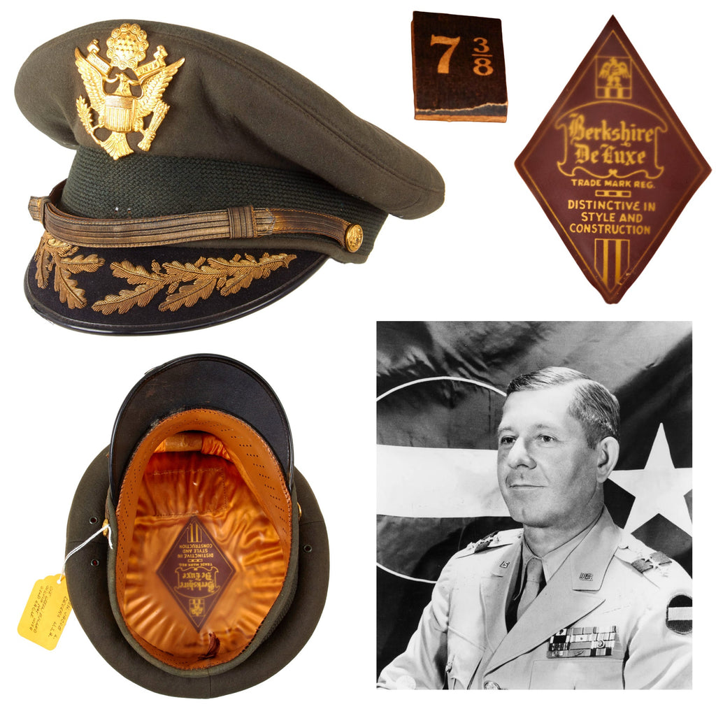 Original U.S. Korean War Era General Officer Visor Cap Attributed to General Jacob L. Devers - Commanded 6th Army Group in European Theater During WWII - Size 7 ⅜ Original Items