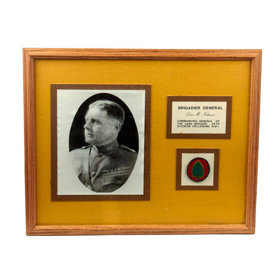 Original U.S. Post-WWI Brigadier General Louis M. Nuttman Framed 24th Infantry Division Patch & Photo - 17 ½ x 21 ½” Original Items